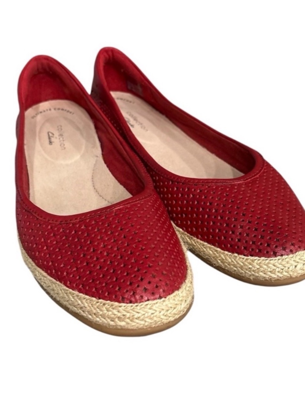 Clark’s Collection Danelly Adira Women’s Red Perforated Slip-On Espadrille Flats - Picture 3 of 9